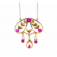 Starožitný zlatý koliér s rubíny AUBAZAR0599  Starožitný zlatý koliér s rubíny AUBAZAR0599