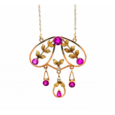 Starožitný zlatý koliér s rubíny AUBAZAR0599  Starožitný zlatý koliér s rubíny AUBAZAR0599