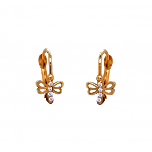 Zlaté dívčí náušnice vážky na klapku AU2103 Zlaté dívčí náušnice vážky na klapku AU2103