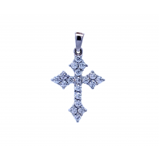 Zlatý přívěsek křížek jetelový se zirkony AU0682 - bílé zlato Zlatý přívěsek křížek jetelový se zirkony AU0682 - bílé zlato