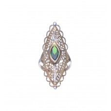 Extravagantní dámský zlatý prsten se zeleným kamenem AU1449