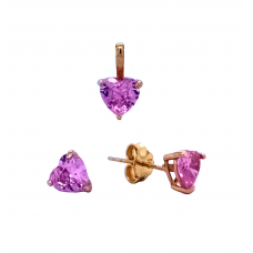 Jemná zlatá souprava s růžovým kamínkem AU2094 Jemná zlatá souprava s růžovým kamínkem AU2094
