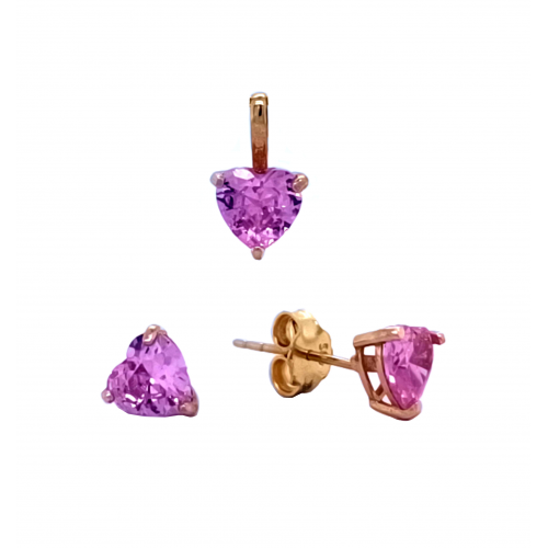 Jemná zlatá souprava s růžovým kamínkem AU2094 Jemná zlatá souprava s růžovým kamínkem AU2094